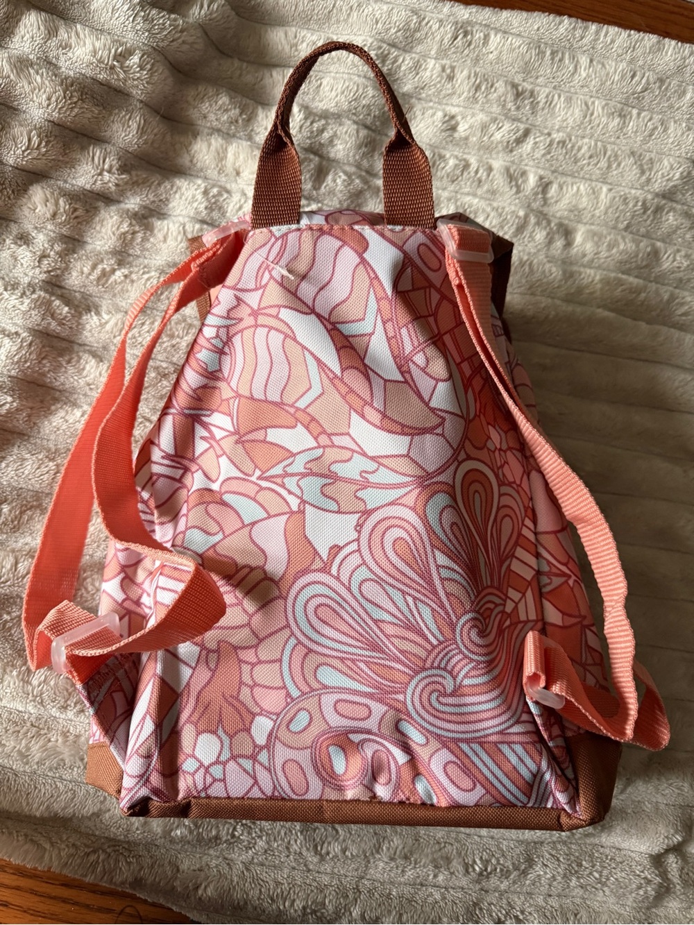 Pink Patterned Drawstring Backpack Bag - Picture 2 of 3